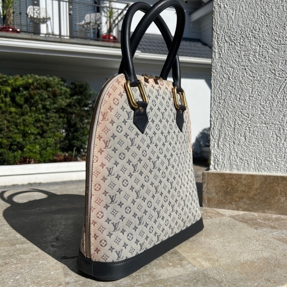 LOUIS VUITTON Blue Mini Lin Monogram Canvas Alma Haut Satchel Bag - Picture 8 of 10